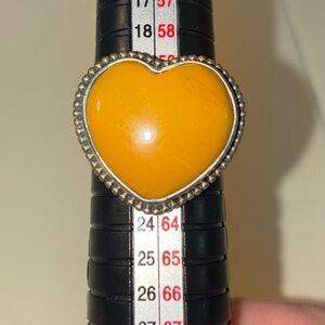 Yellow Jasper Heart Ring sz. 9.5-10